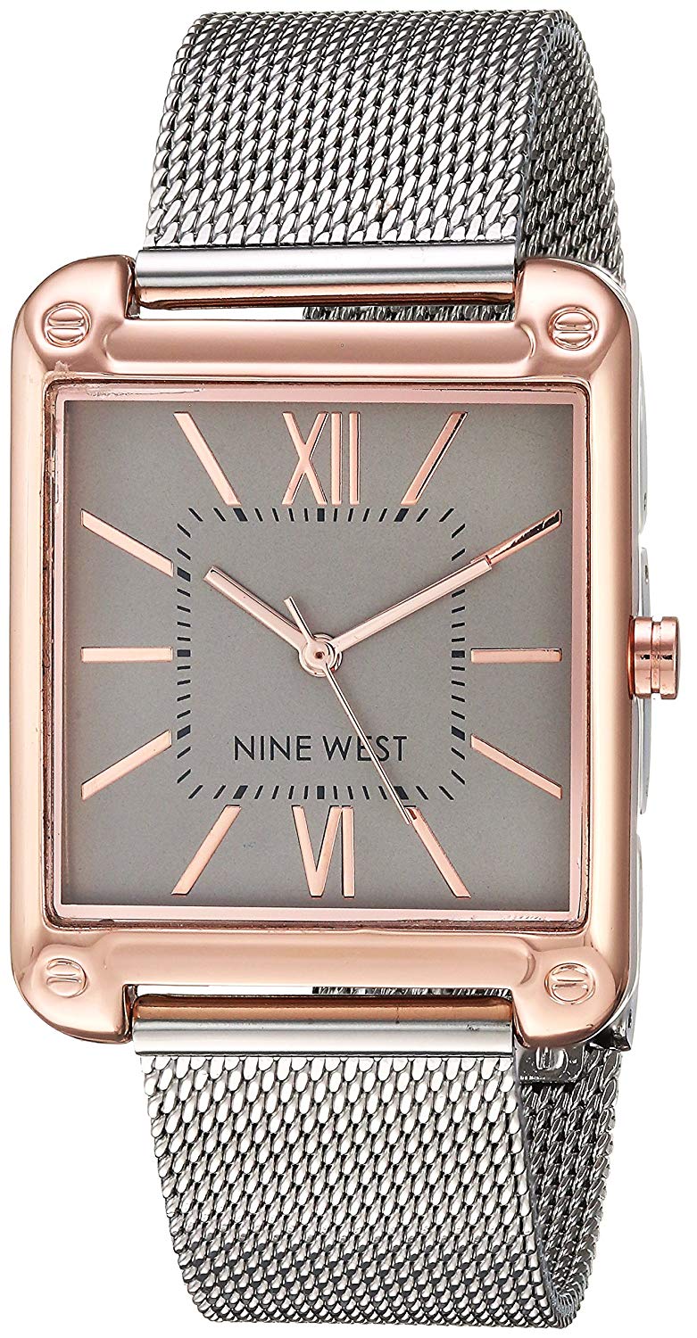 Nine West NW2091RGSB Reloj Análogo para Mujer, color Gris/Plata